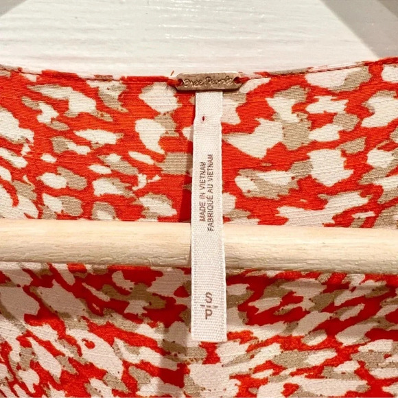 Free People Women's French Quarter Wrap Mini Dress Orange Print Size S Casual - Picture 8 of 12